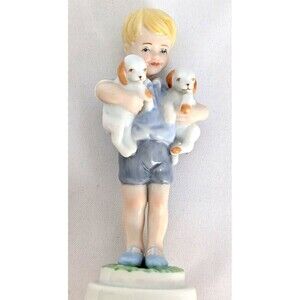 Royal Worcester Figurine BOY WITH DOGS Mondays Child DAYS of the WEEK #3519